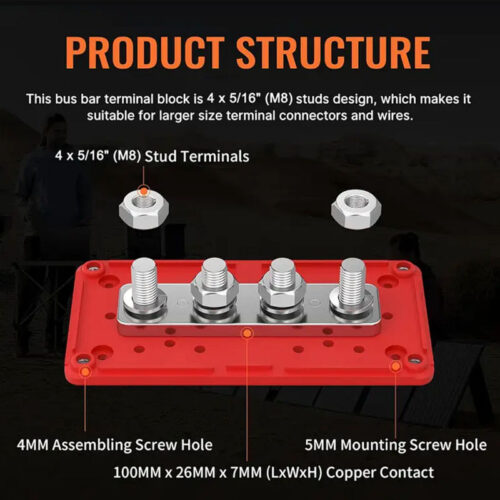 busbar_300_red_8mm Σετ Busbars 400A (Μαύρο/Κόκκινο): Κορυφαία Διανομή Ρεύματος 48V (2026)