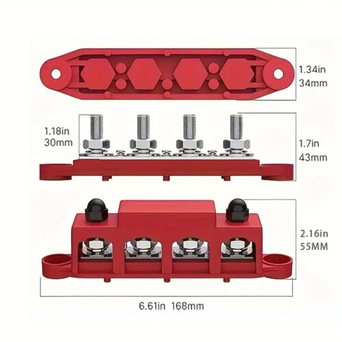busbar_red_8mm_150A_3 2 X BusBar 300A (μαύρη + κόκκινη)
